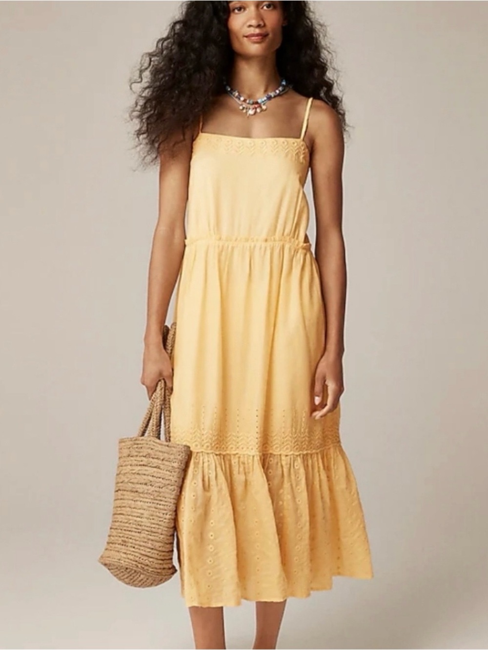 J.CREW Womens Yellow Sundress Sorrento cotton voile Banana Cream Med Tall yellow